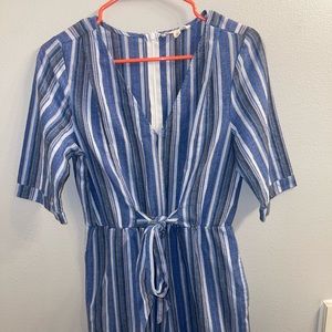 Striped multicolored, zip-up jumpsuit